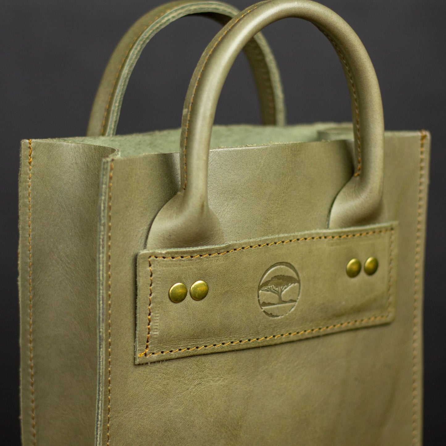 Leather 2-bottle Wine Bag - Olive