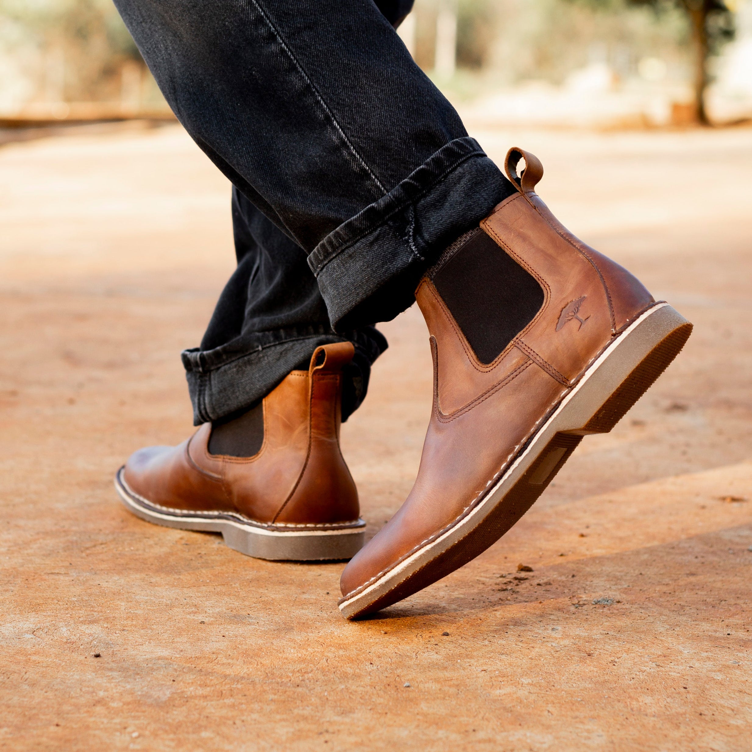 Parkas LEather chelsea boot in Dark brown