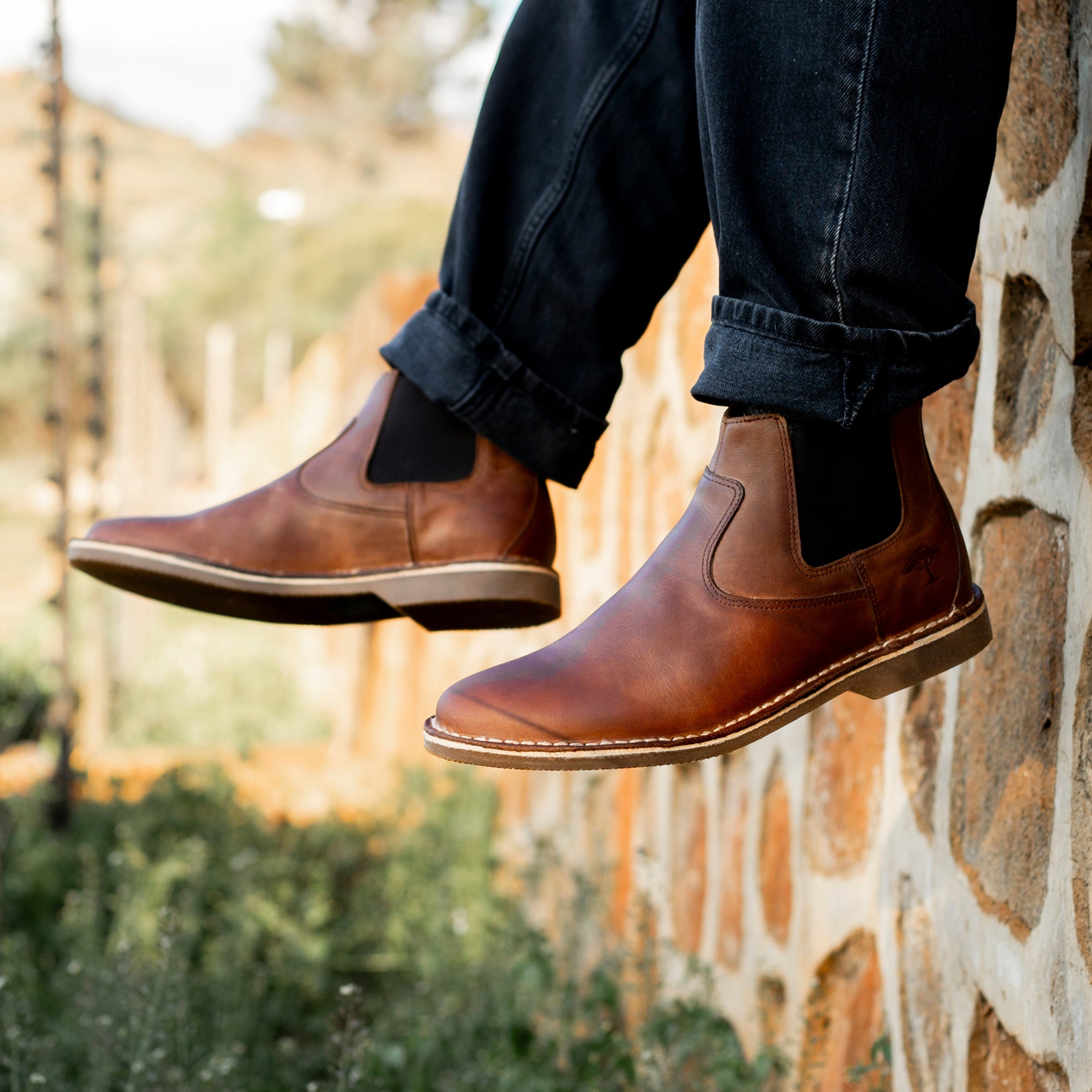 Parkas leather chelsea Boot in dark brown