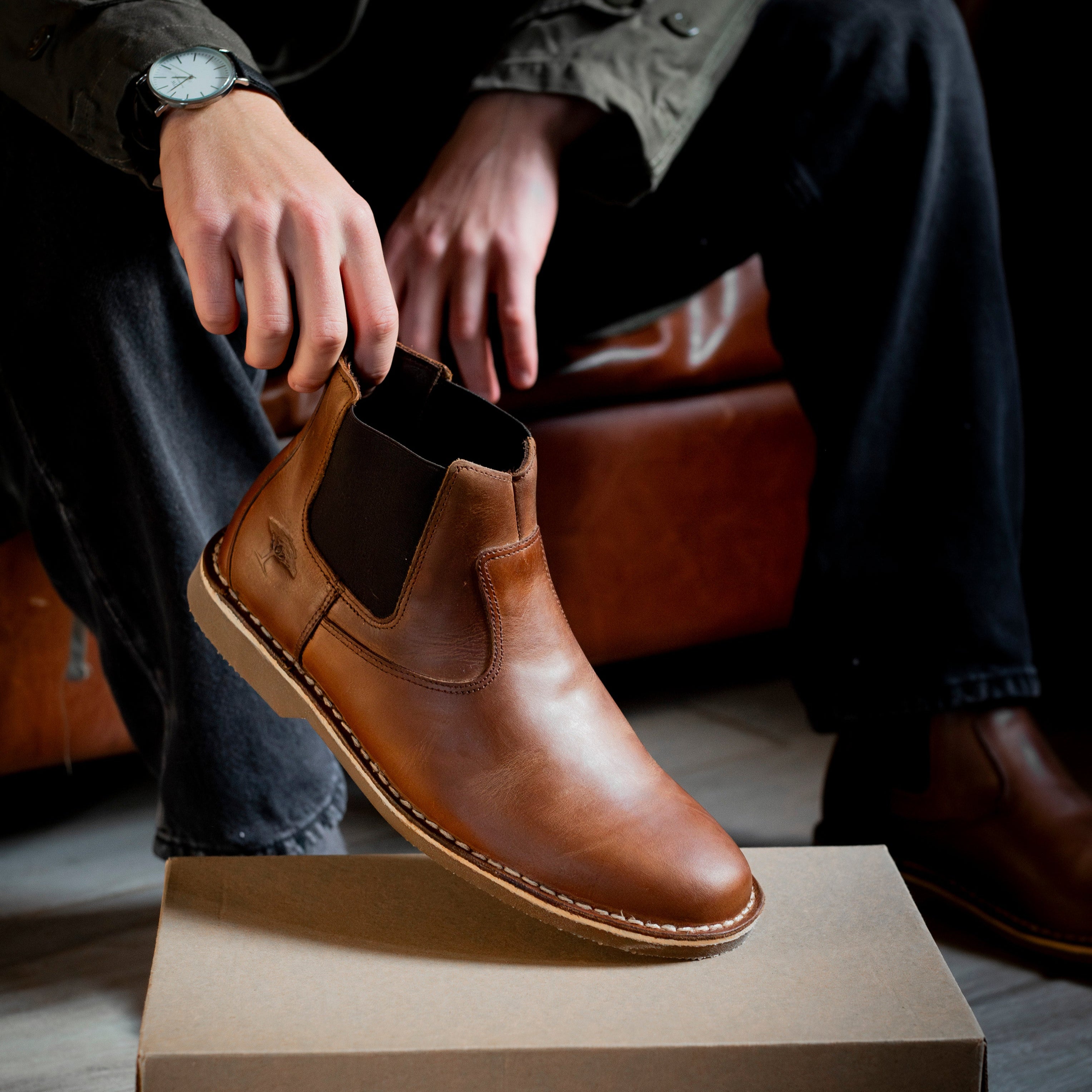 Parkas leather chelsea boot in Dark brown