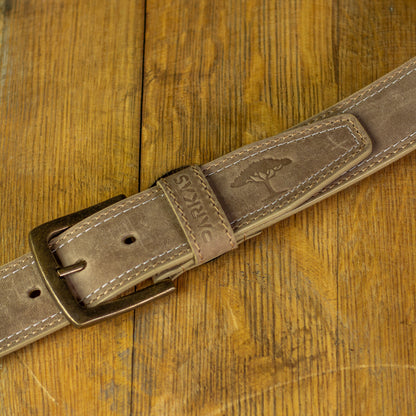 40mm Leather Belt - Stone