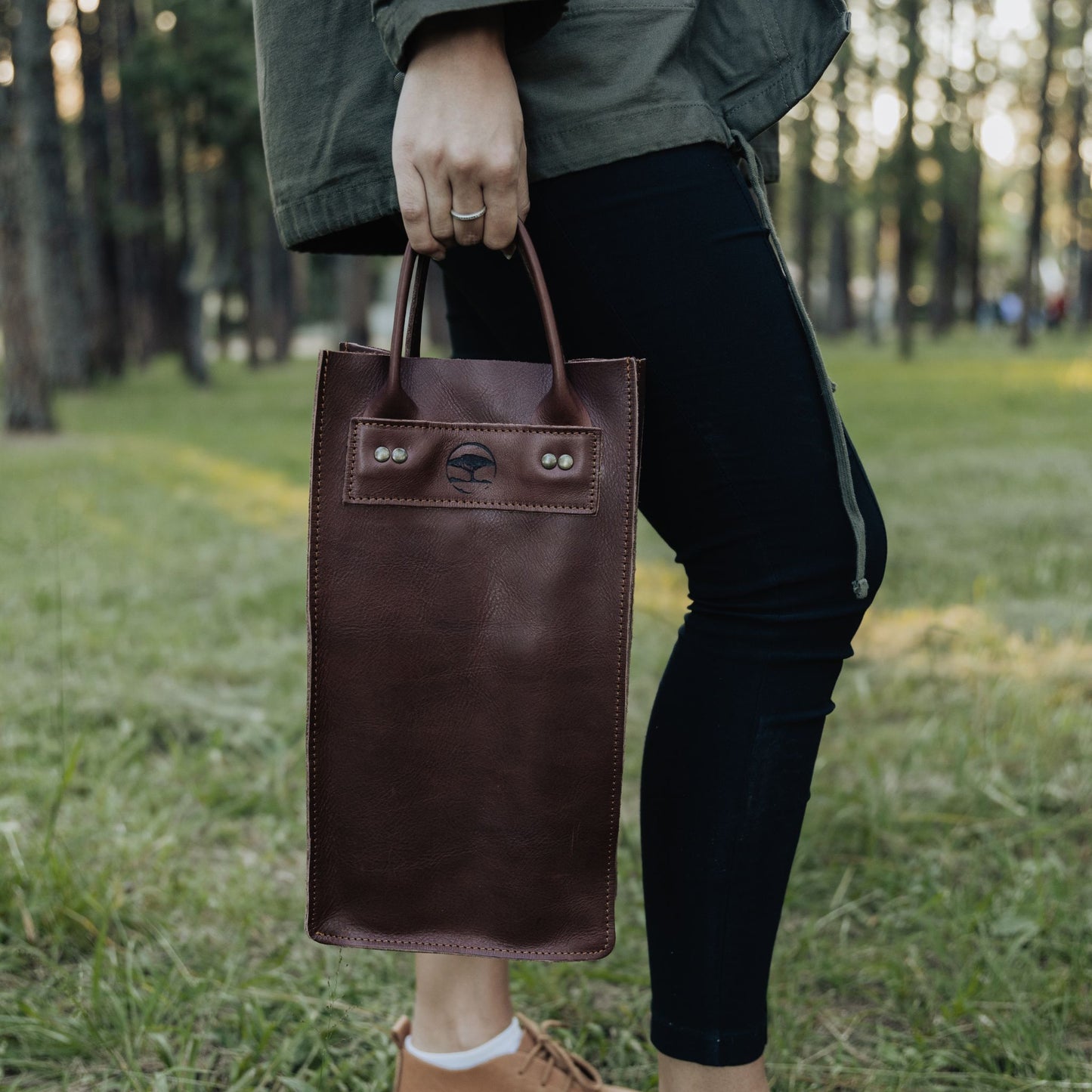 leather 2 bottle wine bag carry