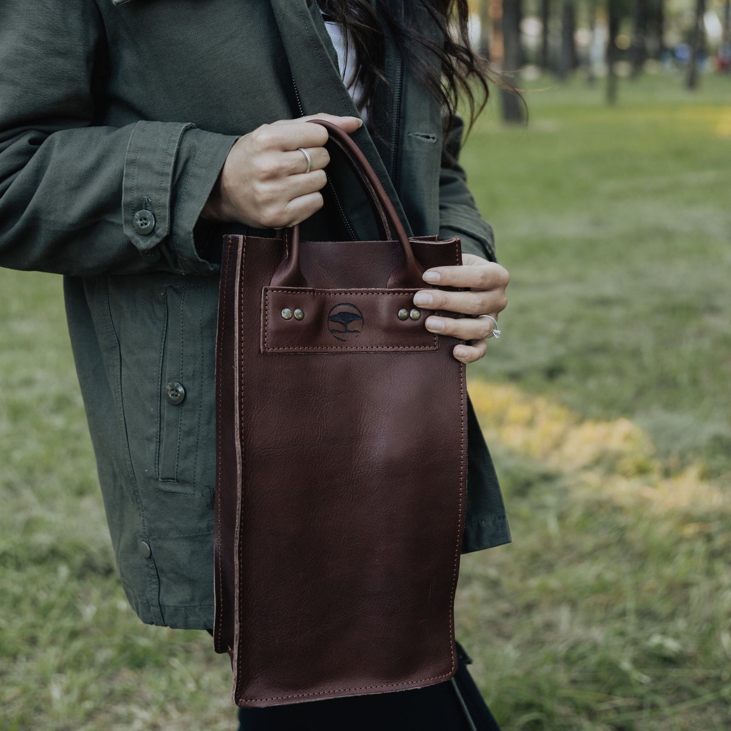 leather 2 bottle wine bag