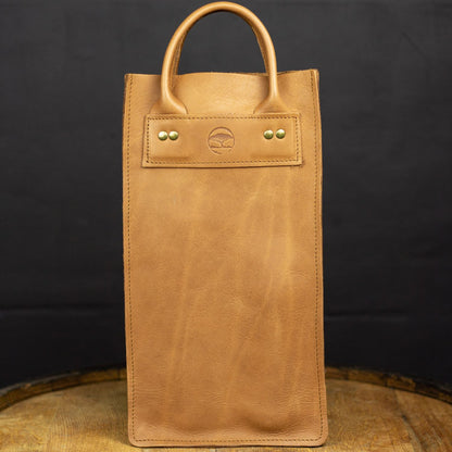 Leather 2-bottle Wine Bag - Toffee