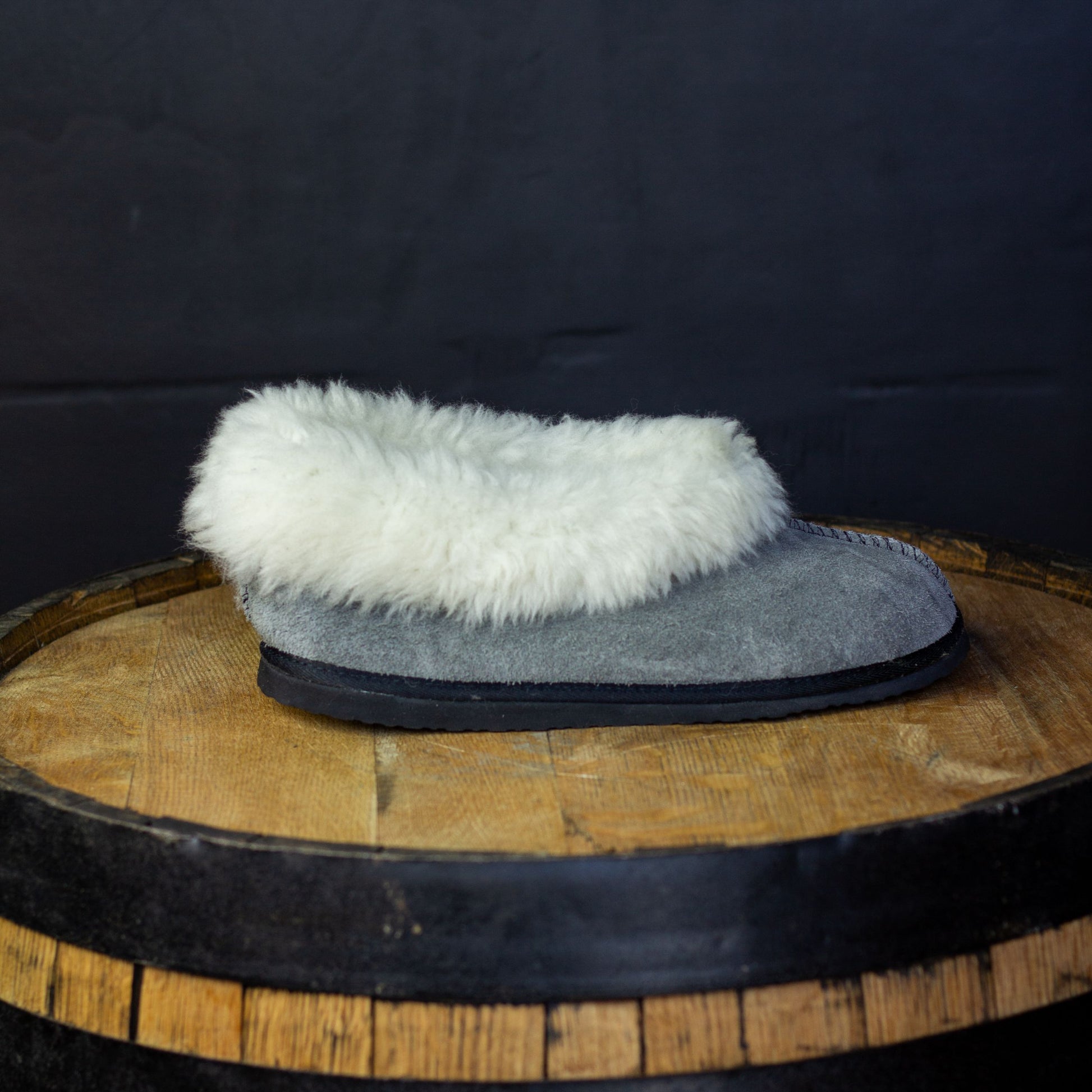 charcoal sheepskin slippers with rubber sole